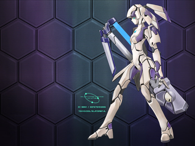 Robot briefcase sword purple background free wallpaper - medium preview image