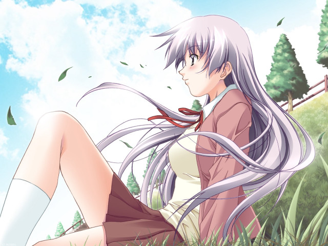 Woman sitting tree long hair free wallpaper - medium preview image