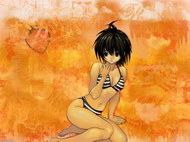 Woman bikini sitting autumn fire #2 free wallpaper for desktop - medium preview image
