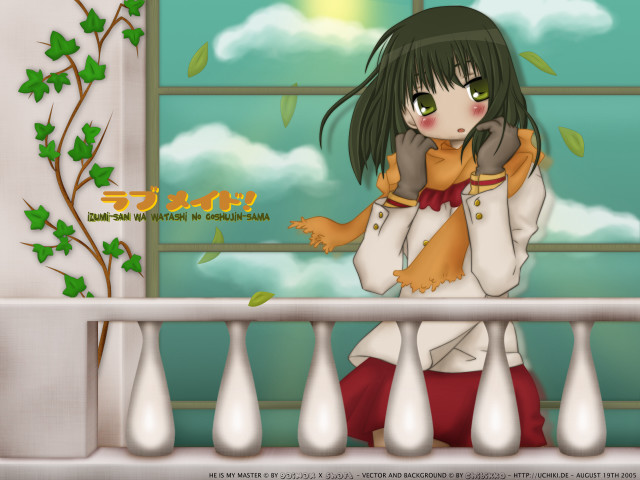 Girl scarf plant window anime free wallpaper - medium preview image