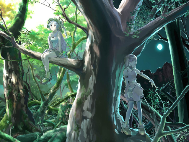 Forest night moon children aya free wallpaper - medium preview image