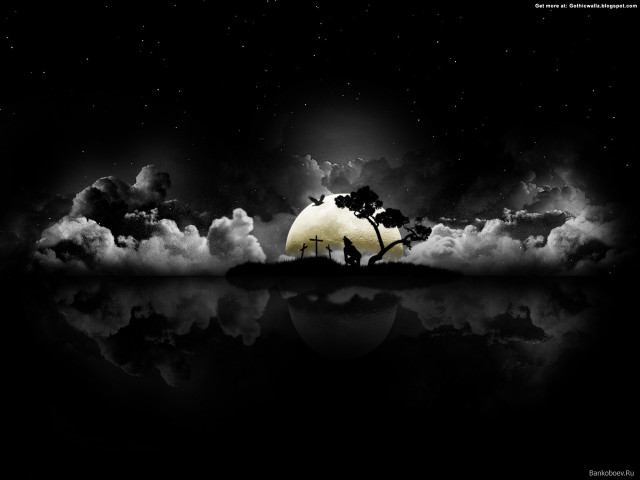 Full moon lake clouds trees free wallpaper - medium preview image