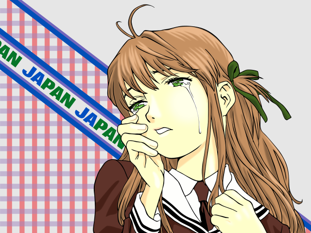 Girl serious long hair green free wallpaper - medium preview image