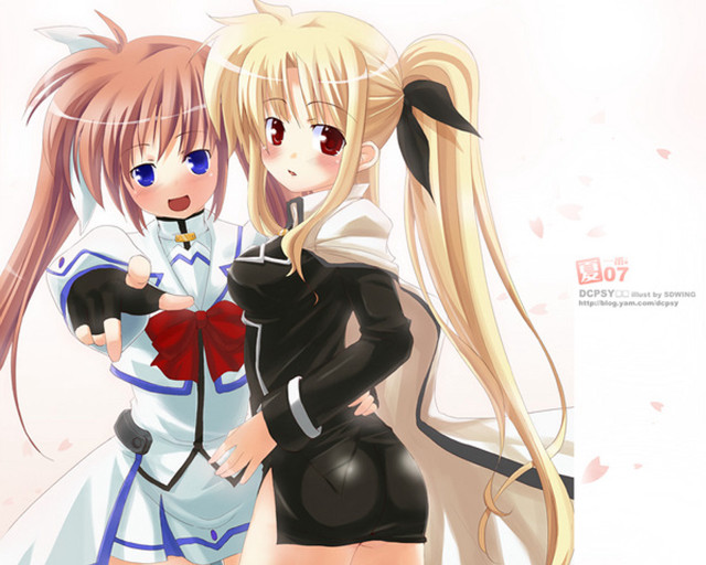 Two anime girls blonde blue free wallpaper - medium preview image