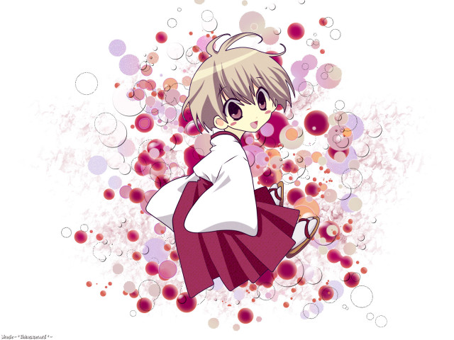 Girl red hakama bubble kimono free wallpaper - medium preview image