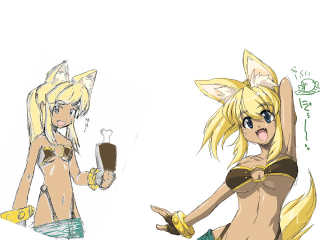 Neogeo wolfgirl bikinidesign blondeblueeyes foxears free wallpaper - medium preview image