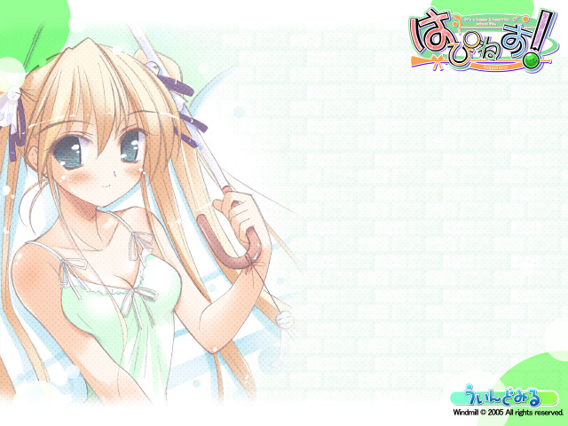 Girl umbrella green background screenshot free wallpaper - medium preview image