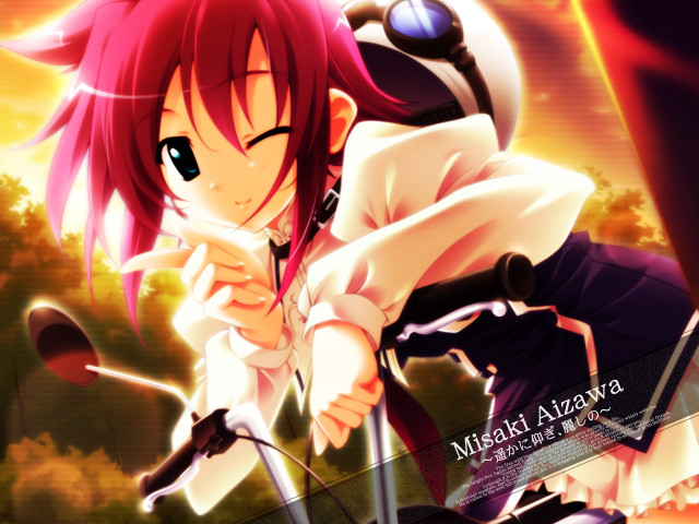 Pink hair girl bike sunset free wallpaper - medium preview image