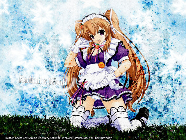 Anime girl purple dress long free wallpaper - medium preview image