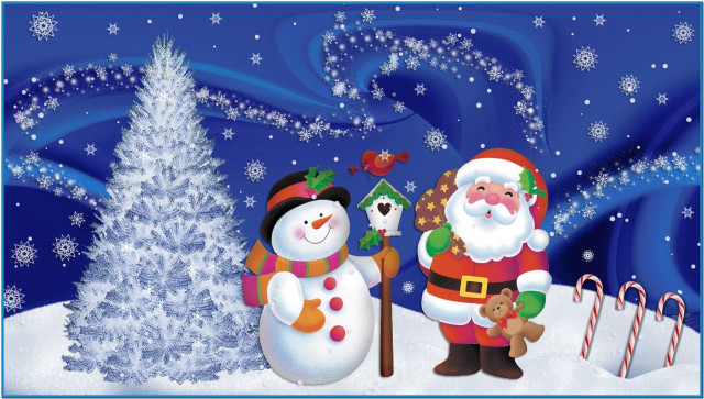 Christmas santa snowman candycane tree free wallpaper - medium preview image