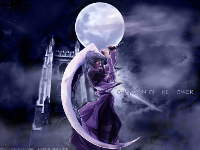Woman moon castle sky anime free wallpaper for desktop - medium preview image