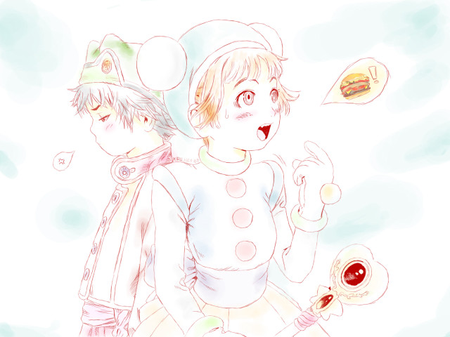 Two people food hamburger pastel free wallpaper - medium preview image