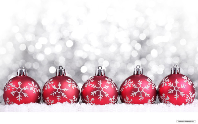 Red christmas ornaments snow silver free wallpaper - medium preview image