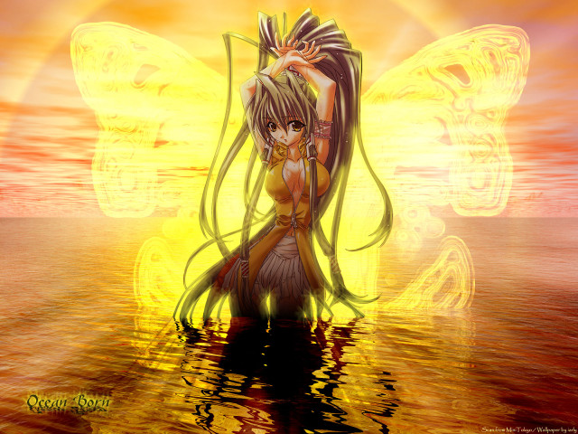 Fairy butterfly wings water sunset #2 free wallpaper - medium preview image