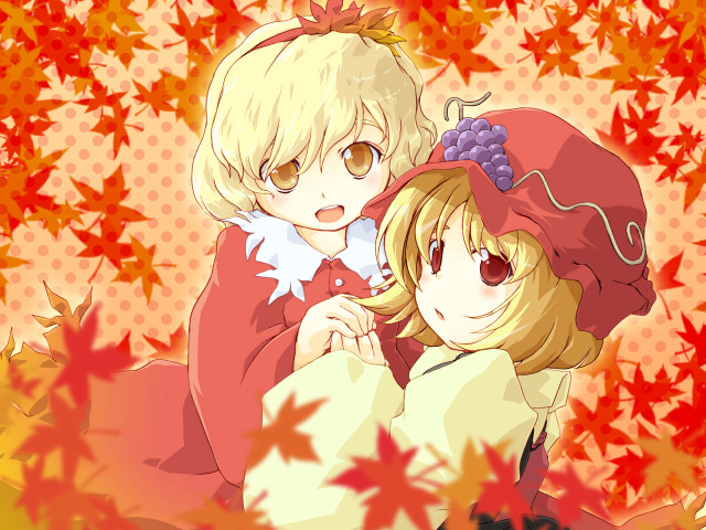 Anime girls autumn leaves blonde free wallpaper - medium preview image