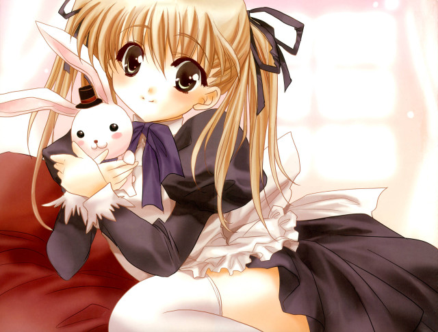 Girl bunny dress pink background free wallpaper - medium preview image