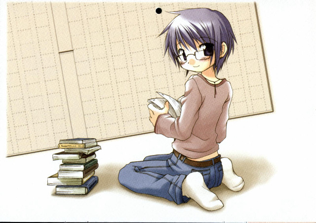 Girl books manga denim glasses free wallpaper - medium preview image