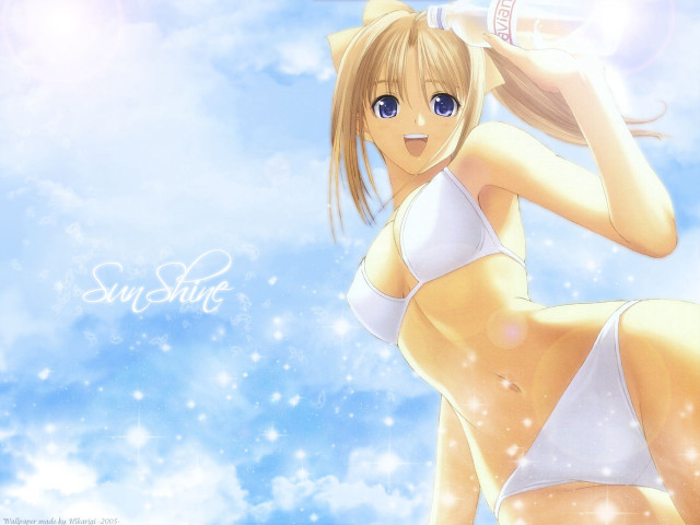 Woman bikini water smile blue free wallpaper - medium preview image