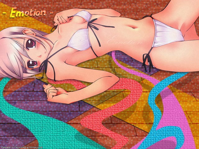 Cartoon woman bikini brick wall free wallpaper - medium preview image