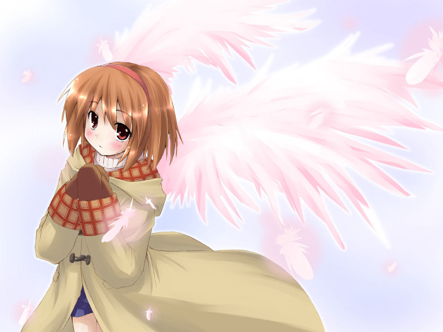 Pink angel wings brown hair free wallpaper - medium preview image