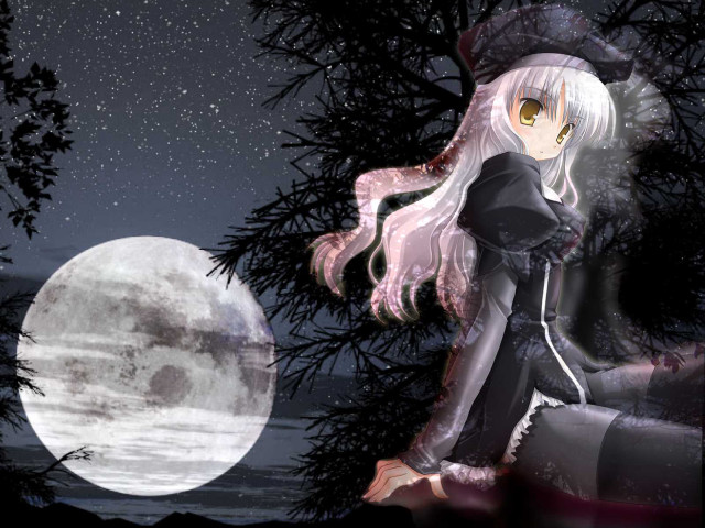 Witch girl fullmoon anime gothic free wallpaper - medium preview image