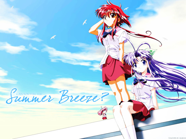 Summer breeze anime girls ocean free wallpaper - medium preview image