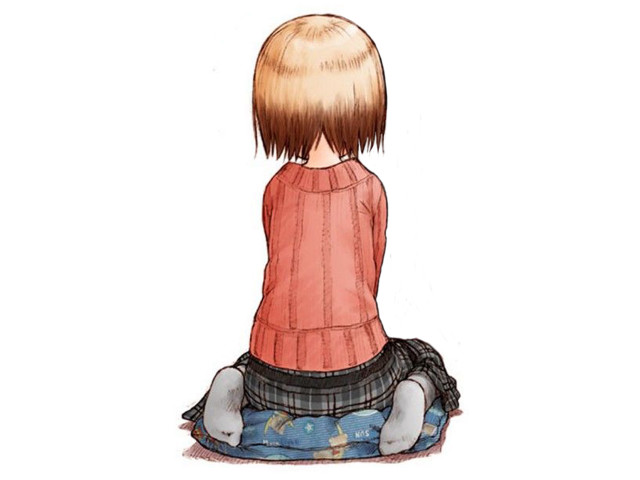 Girl sitting pillow drawing yoshida free wallpaper - medium preview image