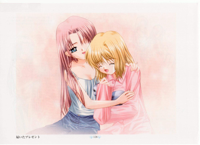 Women hugging pink background blonde free wallpaper - medium preview image
