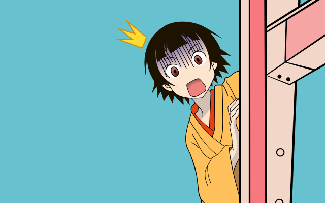 Peeking cartoon girl kimono surprised free wallpaper - medium preview image