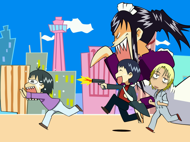 Cartoon group people guns man free wallpaper - medium preview image