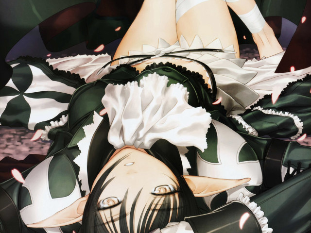 Gothic elf woman bandages rose free wallpaper - medium preview image