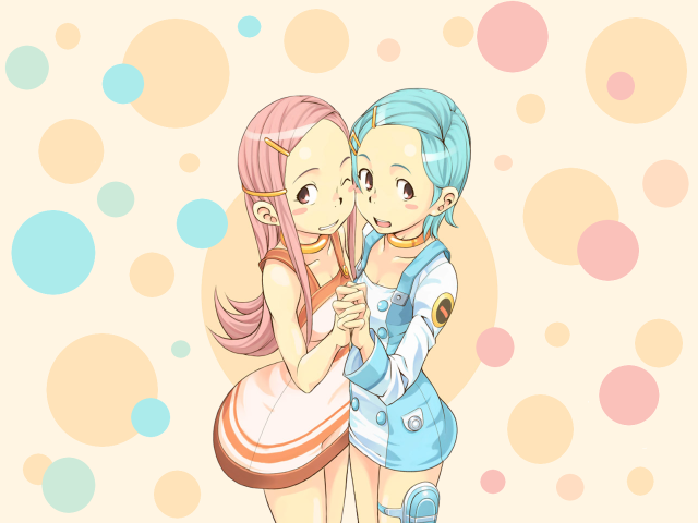 Anime girls kissing bubbles umbrella free wallpaper - medium preview image