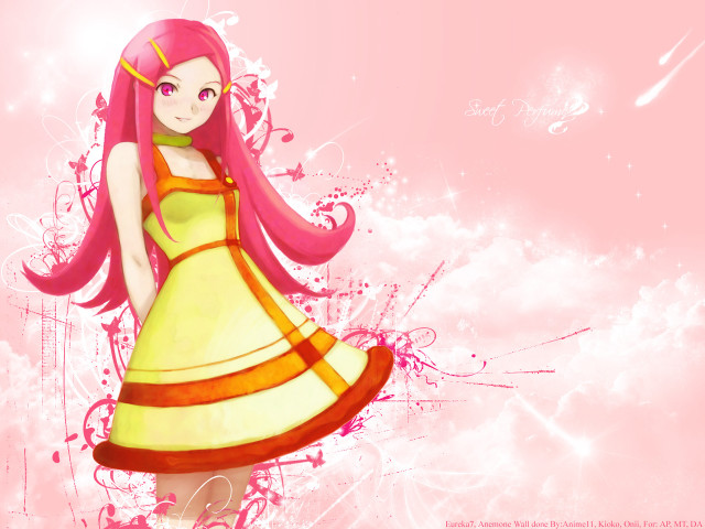 Yellow pink haired girl anime free wallpaper - medium preview image