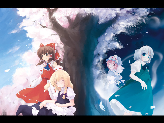 Anime girls snow tree clouds free wallpaper - medium preview image