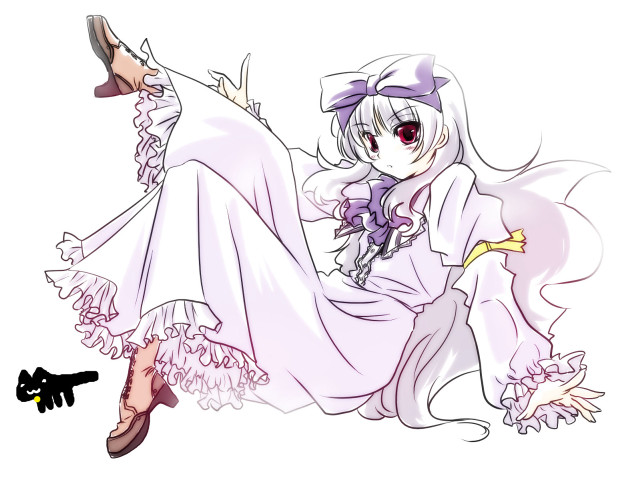 Alice prin white dress cat free wallpaper - medium preview image