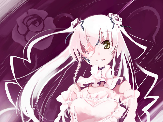 Anime girl white hair pink #2 free wallpaper - medium preview image