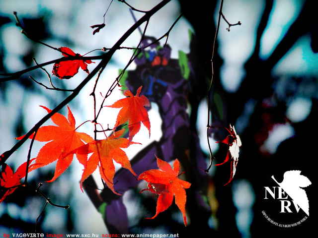 Red leaves purple dragon autumn free wallpaper - medium preview image