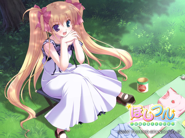 Girl bench pink bow nature free wallpaper - medium preview image
