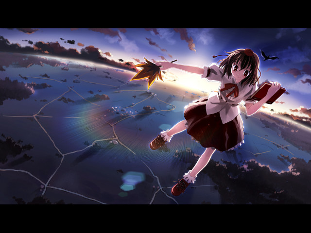 Girl star rainbow clouds explosions free wallpaper - medium preview image