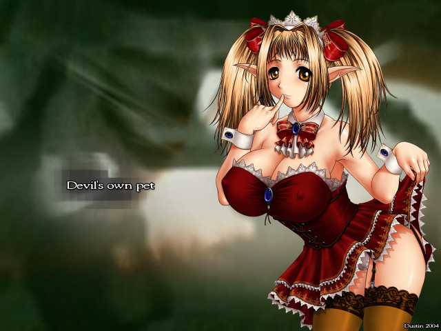 Cartoon girl red dress gothic free wallpaper - medium preview image