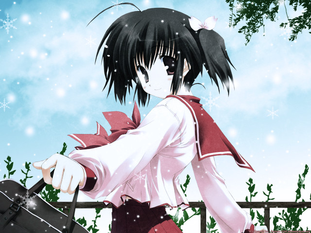 Girl suitcase snowy scene gothic free wallpaper - medium preview image