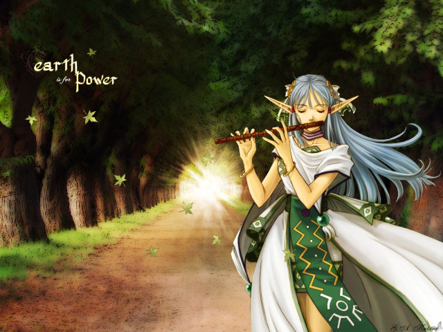 Woman white dress flute forest free wallpaper - medium preview image