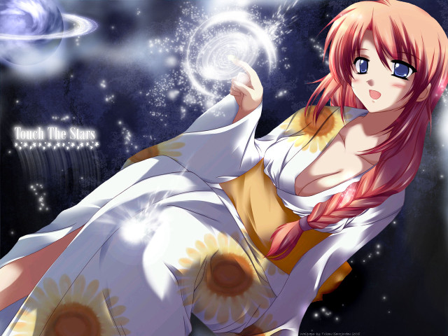 Space anime woman moon stars free wallpaper - medium preview image