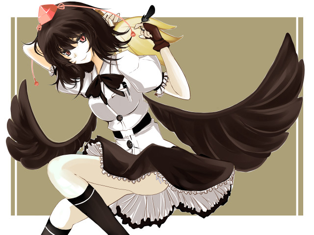 Maid cat wings redeyes kneehighs free wallpaper - medium preview image
