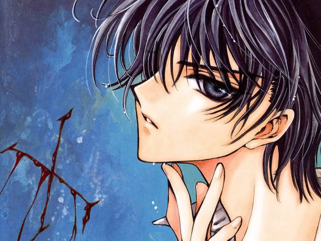 Man black hair tie blue free wallpaper - medium preview image