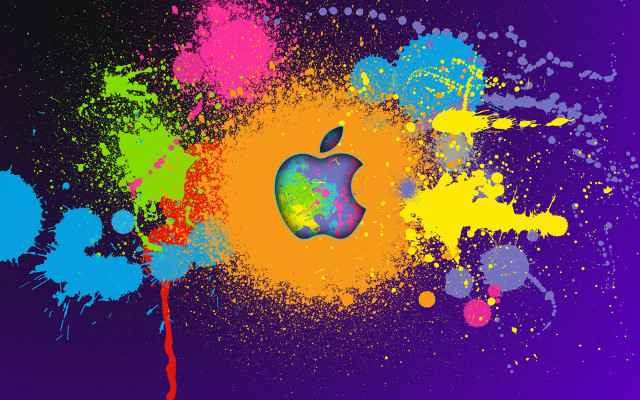 Colorful apple paint splatters abstract free wallpaper - medium preview image