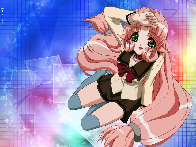 Pink hair anime girl flying free wallpaper - medium preview image