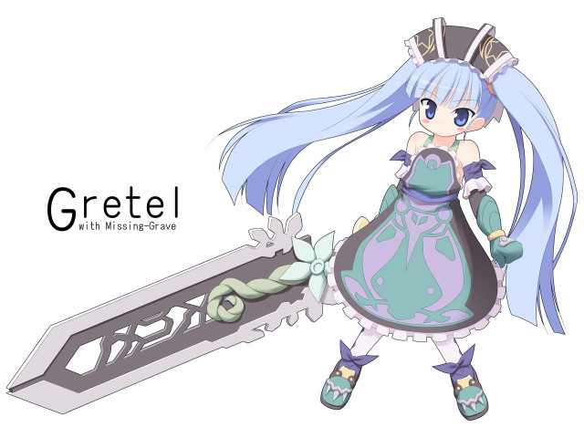 Blue haired girl large sword free wallpaper - medium preview image