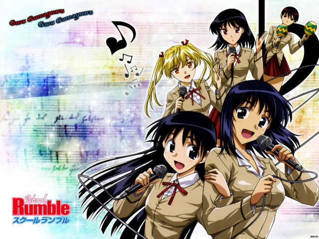 Anime girls music rainbow uniforms free wallpaper - medium preview image