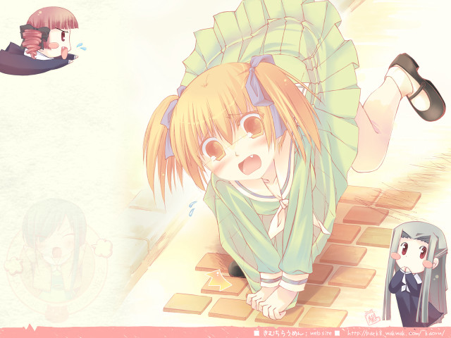 Girl green dress brickfloor man free wallpaper - medium preview image